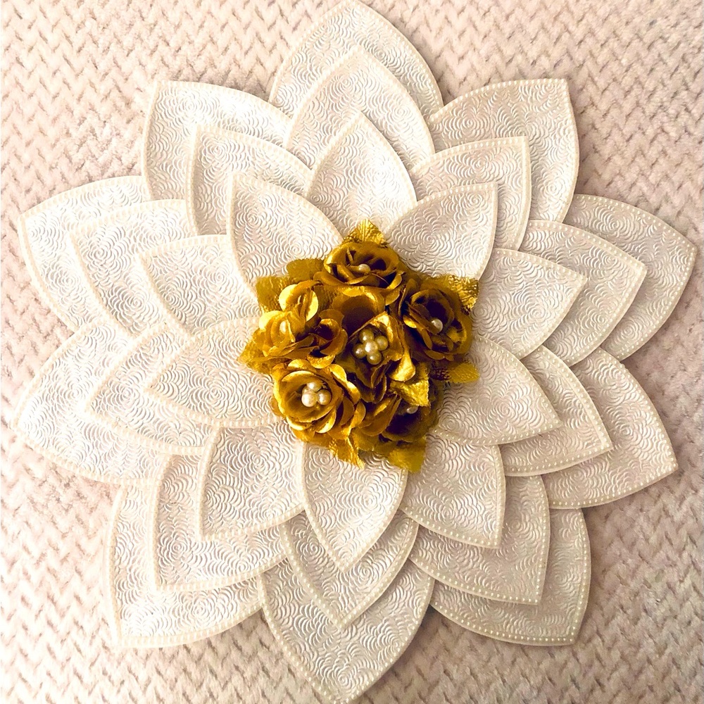 White Rose Embossed, Pearl Paper Flower
